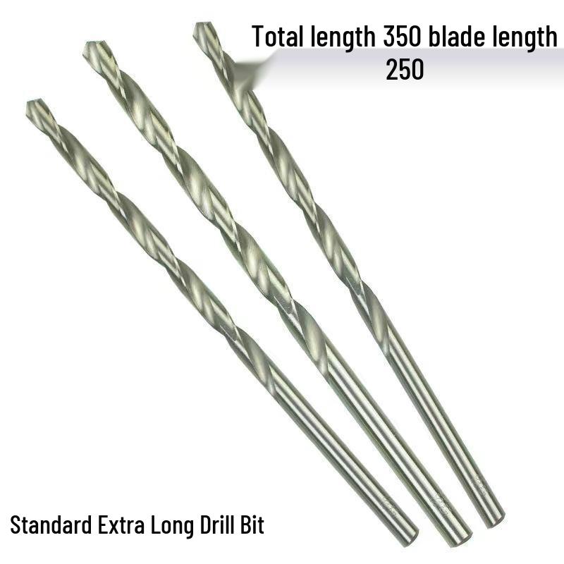 Set of 350mm Extended Twist Drill Bits: Sizes 6, 6.5, 7, 8, 9, 10, 11, 12, 13mm
