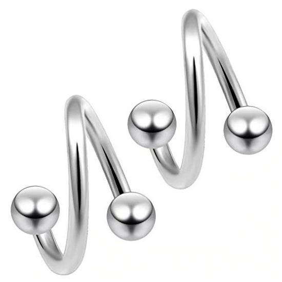 

304 Stainless Steel S-Bar Lip Ring and Cartilage Stud with Round or Cone Head - Punk Style 1.2x8x3x3mm