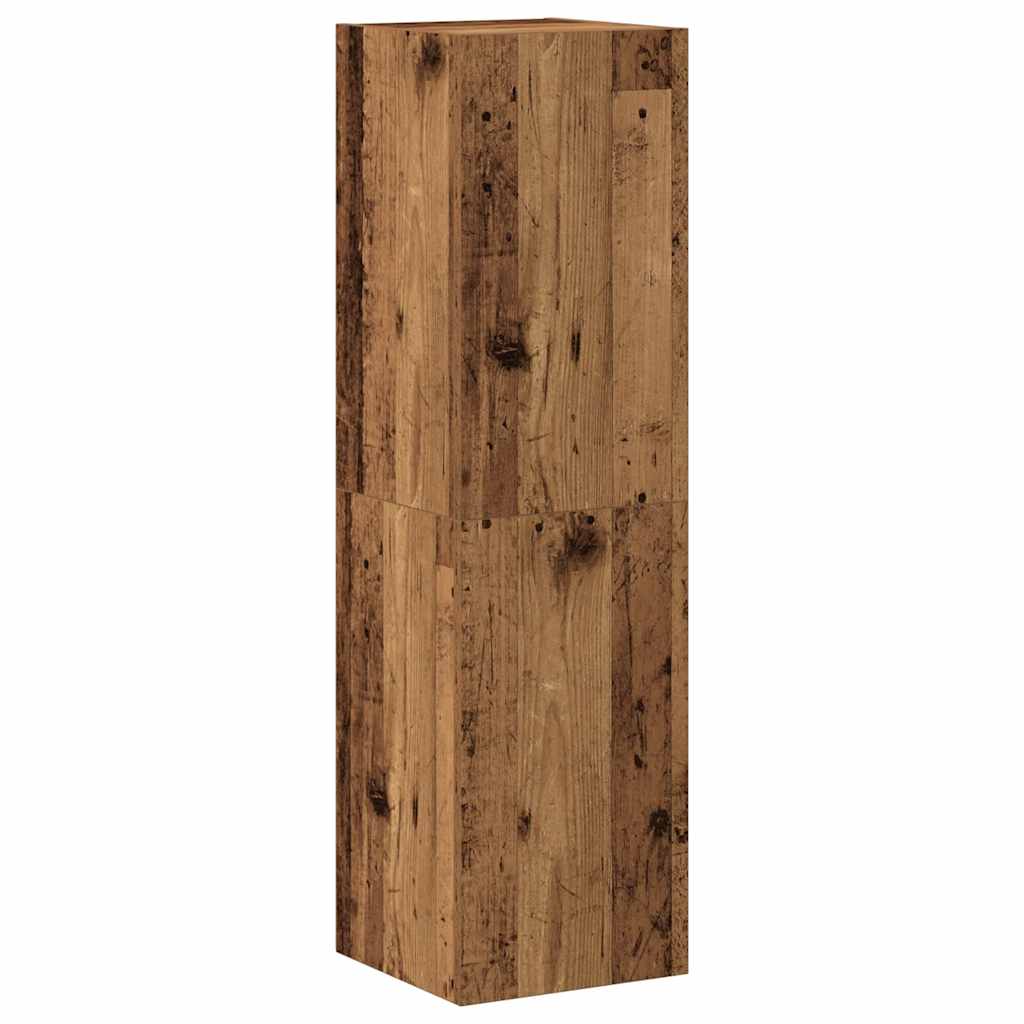 TV Wall Cabinets Set of 4 Rustic Wood Look Particleboard