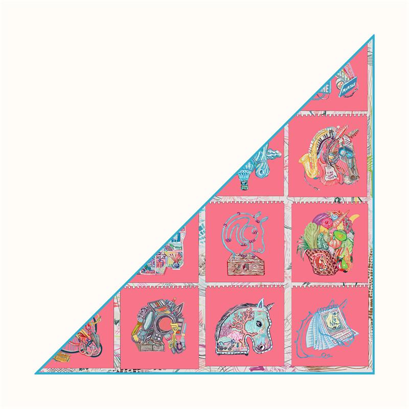 POBING Silk Scarf Women Horse Head Triangle Scarves Head Echarpes Silk Foulards Femme Wraps Beach Shawls Bandana Lady Hijab
