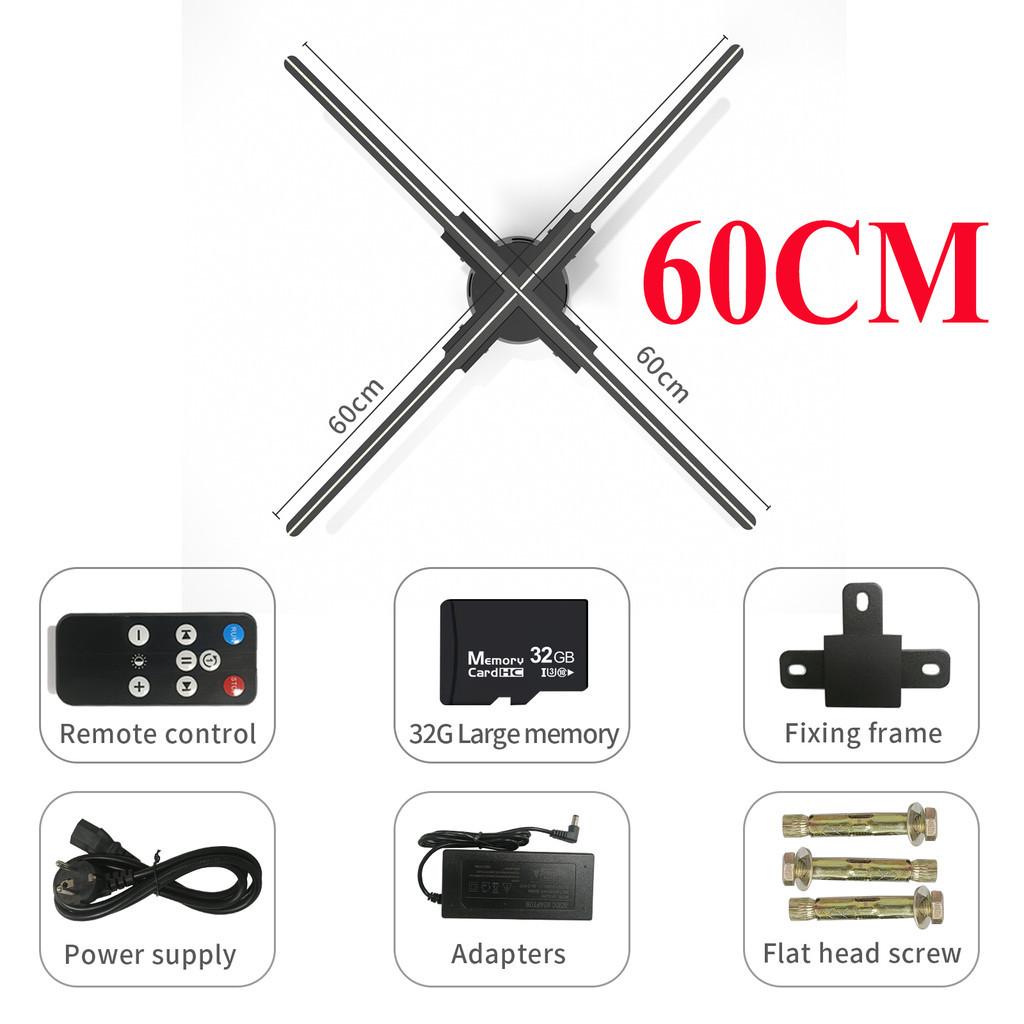 24V3A 3D Holografická Projekce Wifi LED Logo Holografický Světelný Přehrávač Dálkové Ovládání 3D Ventilátor Holografická Reklamní Světla