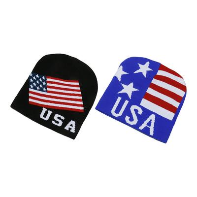2025 Autumn and Winter New Wool Hat USA Flag Jacquard Beanie Warm Knitted Hat Cold Hat Men