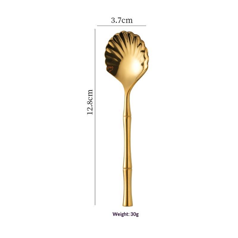 Stainless Steel Seashell Dessert Stirring Spoon BPA Free Smooth Edge Coffee Spoon for Restaurant Afternoon Tea Souvenir Gift