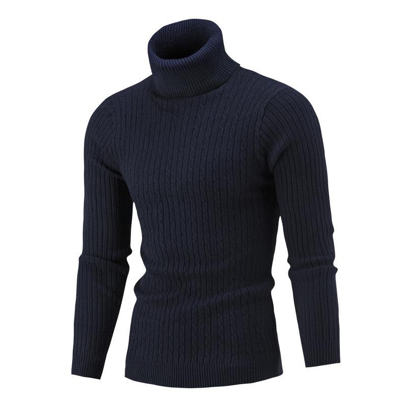 Men S Slim Fit High Neck Pullover Knit Sweater