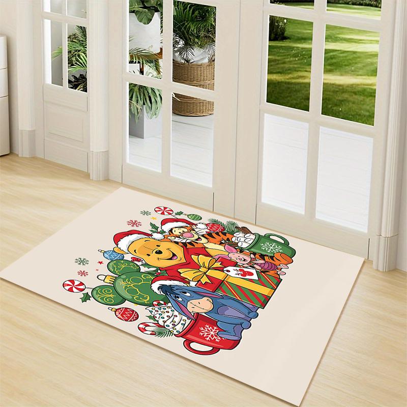 Christmas Winnie Pooh Party Carpet Rug Soft Washable Anti Slip Home Living Room Sofa Mats Personalized Christmas Rug