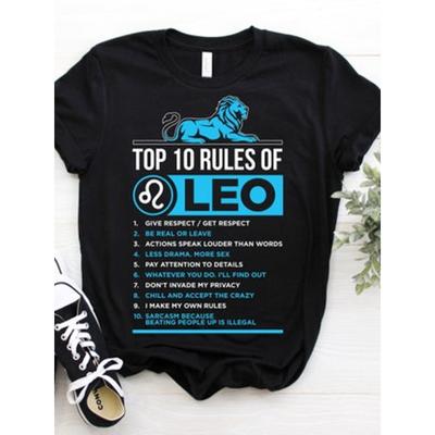 Top 10 Regeln Löwe Fakten Eigenschaften Horoskop Sternzeichen Astrologisches Zeichen Lustiges T-Shirt, Geboren am 23. Juli - 22. August Geschenke, Geburtstagsgeschenk