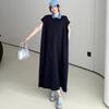 Summer Loose Cotton Polo Collar Dress - Elegant Casual Long Skirt