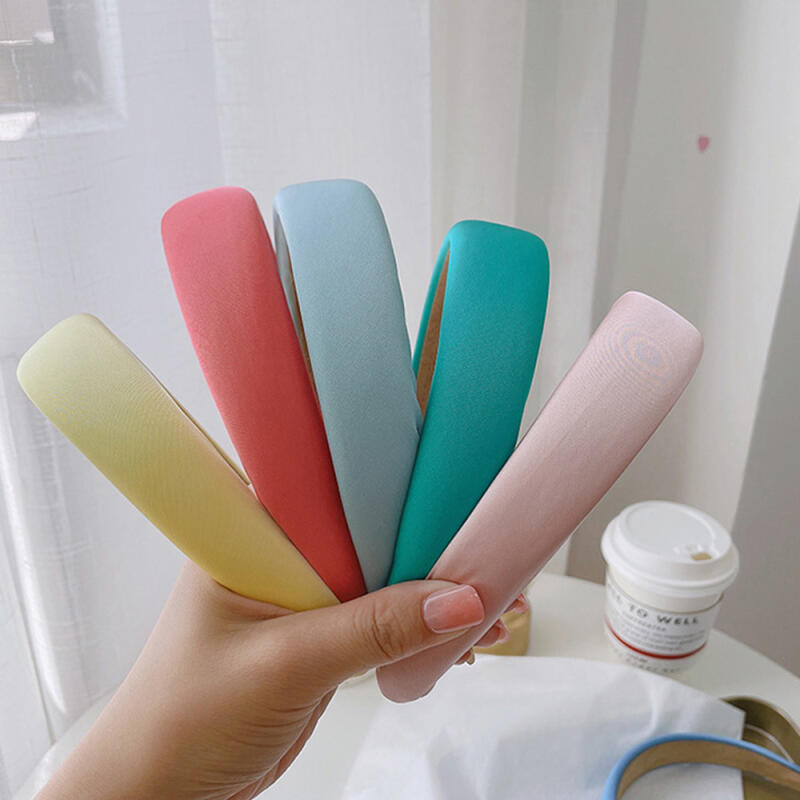 Leshu Высококачественная Атласная Повязка на Голову с Объемом Яркая Повязка на Волосы Blue