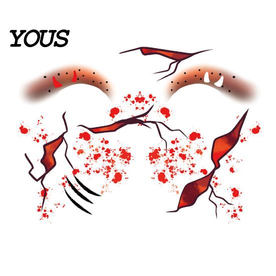 Skin Friendly Temporary Face Art Halloween Tattoo Stickers, Waterproof Scary Makeup Decals for Party, Kits Adults Wound Scar Body Kids Water Transfer