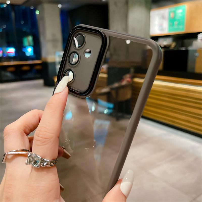 Transparante siliconen hoes voor Samsung Galaxy A55 A35 A56 A16 A06 A54 A34 A25 A24 A23 A53 A52 A14 A12 M33 M55 M15 M34 met glazen lensfolie bescherming