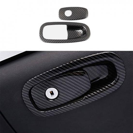 For Volvo XC90 2016- ABS Carbon Fiber Co-Pilot Storage Box Handle Cover Trim