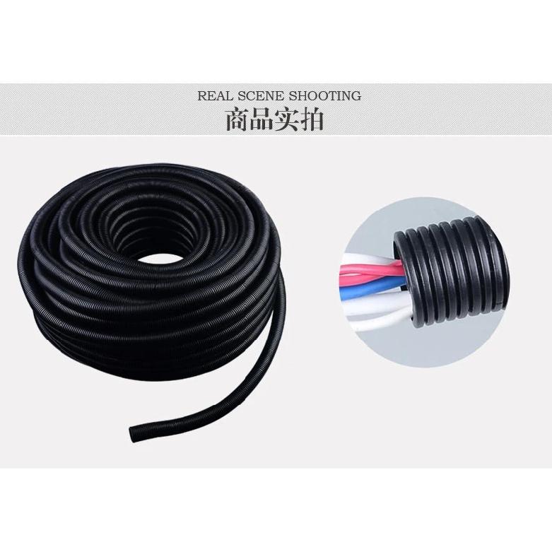 Tubo Corrugato Flessibile Isolato in Polietilene Nero Tubo Flessibile Tubo 7/10/13/15/21/25mm Diametro Canalina per Cavi Tubo Flessibile Plastico Divisibile 10m