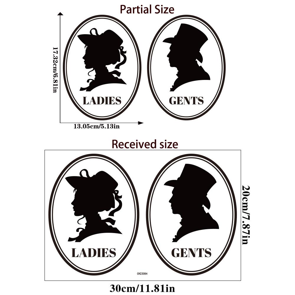 

Туалетные наклейки для школьных туалетов, туалетов торговых центров, самоклеящиеся знаки пола, декор для туалета 20x30cm чёрный