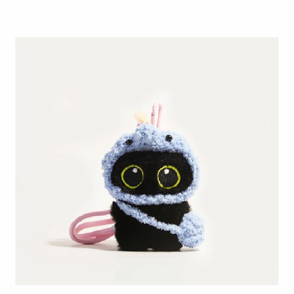 Cute Scarf Black Cat Plush Doll Keychain Camera Shoulder Bag Doll Bag Pendant Car Key Ring Gifts