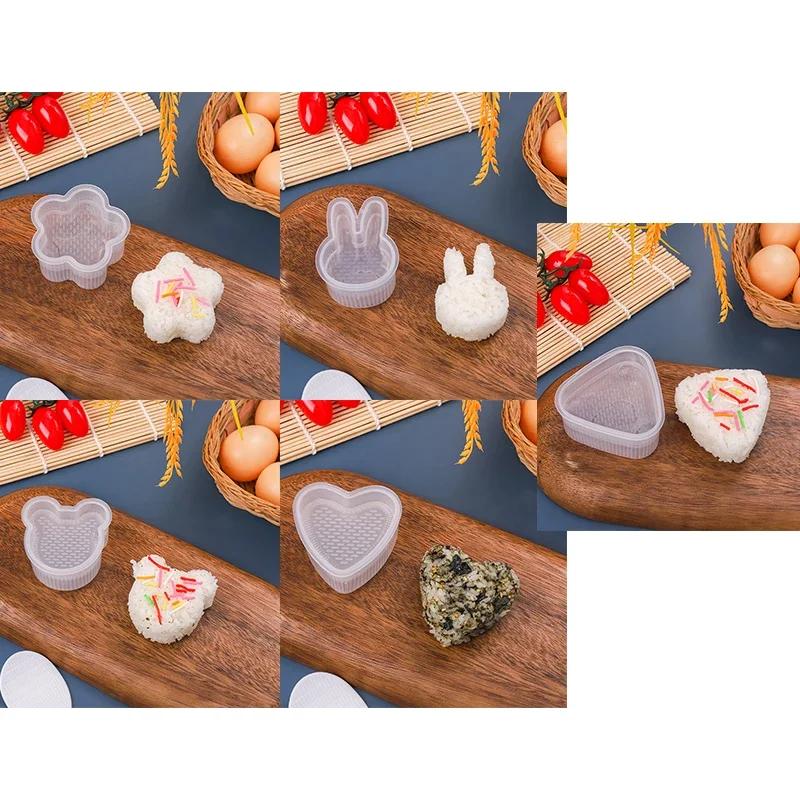 4PCS Sushi Mold Box Transparent Triangular Sushi Maker Mold Onigiri Rice Ball Food Press Sushi Kit Kitchen Bento Accessorie