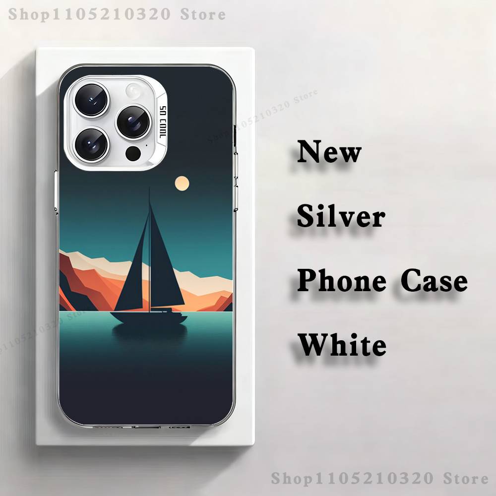 

Sailing Boat Art Phone Case For iPhone 17,16,15,14,13,12,11,Pro,Max,Plus,Mini,XS,SE Anti Fall White Matte Hard Bumper iPhone13PRO