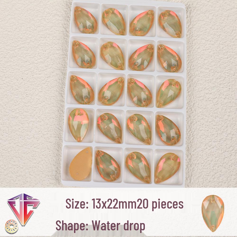 Fluoreszierende Mokka-Tropfen-Strassperlen - Handgefertigte DIY Zwei-Loch Flatback-Accessoires