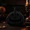 Gothic Home Decoration Halloween Pumpkin Figurine, Black Resin Spooky Face Sculpture, Durable Seasonal Table Centerpiece Tabletop for Mantel Fireplace