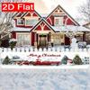Festive Holiday Santa Claus & Snowman Christmas Fence Banner, Outdoor Garden Porch Decor