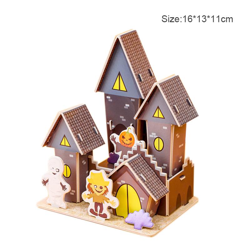 Cartoon Castle Construction Model 3D Paper Card Puzzle Jigsaw Toys For Children Handmade DIY Interest Educational Toys