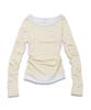 LIKE THE MOST Shirred Point Off-Layered T-Shirt_Cream