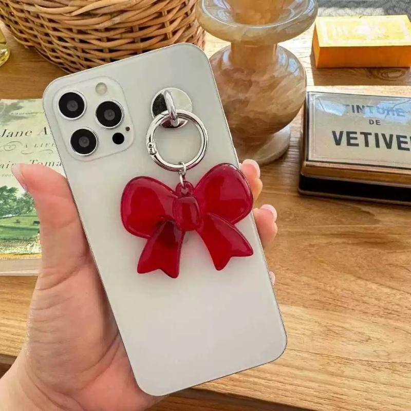 Simple Acrylic Large Bowknot Keychain for Bag Sweet Temperament Black Red Bow Knot Keyring Pendant Versatile Phone Accessories CLE