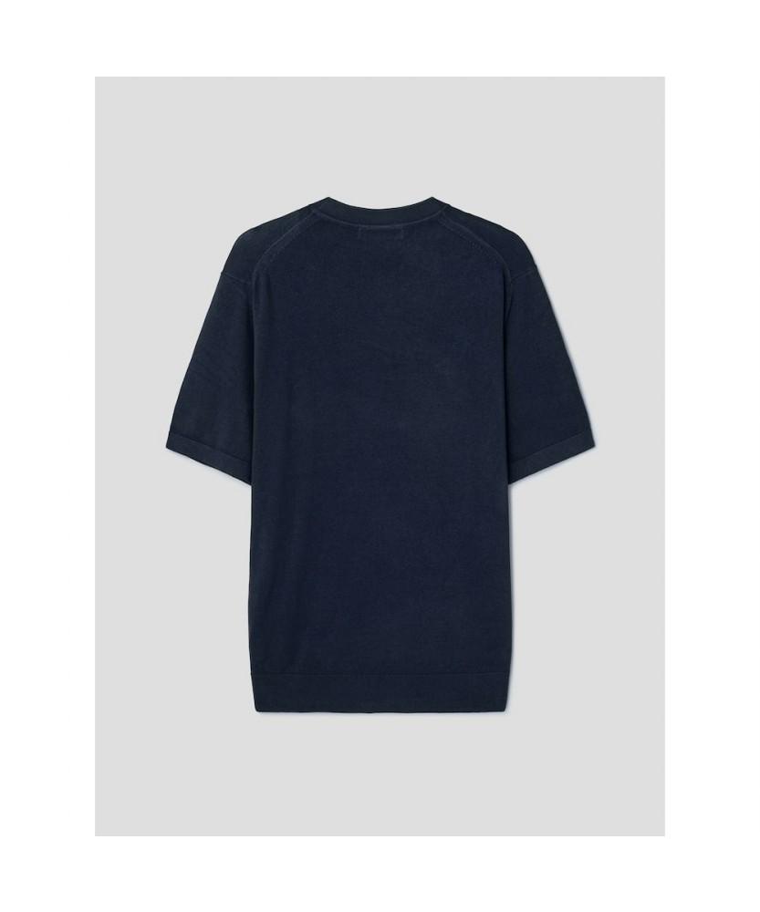 8SECONDS Basic Formal Round Short Sleeve Knit Navy