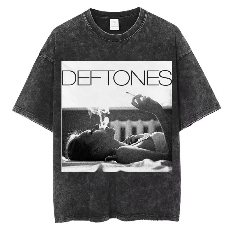 

Deftones Мужская Женская Футболка свободного покроя Летняя стираная футболка Винтажная хлопковая футболка с ностальгическим дизайном в уличном стиле 3XL