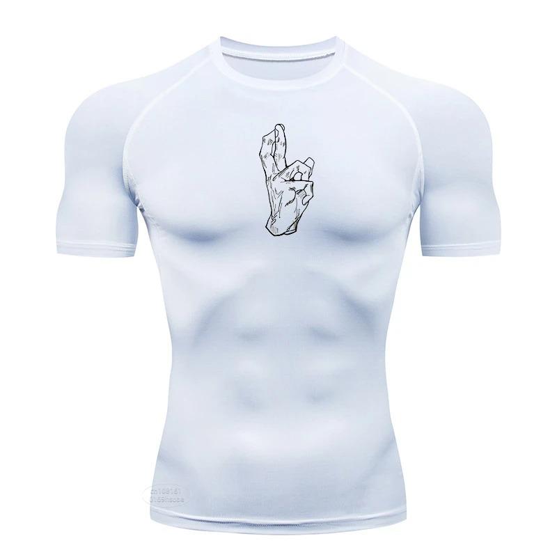 

Men Sports Compression Shirt Quick-drying Bottoming T-shirt Sports Gym Fitness Training Short-sleeved Outdoor Jogging Elastic Suit Top XXXL