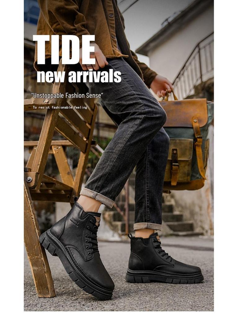 2025 Ανδρικές Μπότες Μάρτιν Δερμάτινες Ψηλές Μποτάκια Βρετανικού Στυλ - Αντιολισθητικά, Ανθεκτικά στη Φθορά Καθημερινά Μποτάκια Εργασίας για το Φθινόπωρο