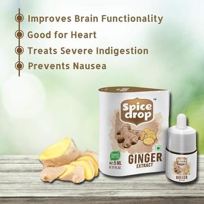Spice Drop Ginger (Adarak) Extract | Natural Spice For Food and Beverages | Authentic Taste and Aromatic Flavor | Vegan | 5ML