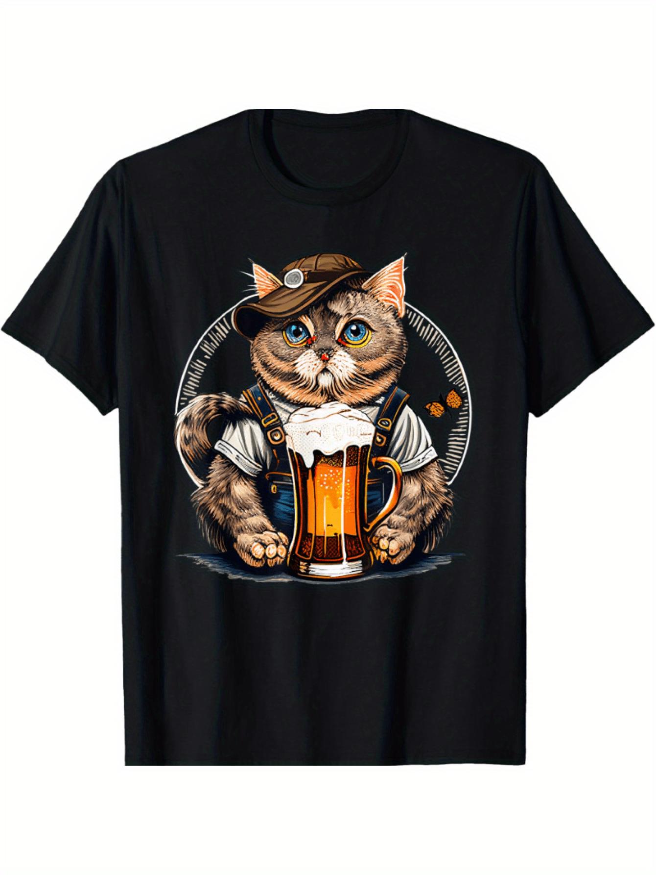 

Мужская забавная футболка с котом, пивом, Октоберфестом, Баварией, ледерхозе для вечеринки, графическая футболка с игривым дизайном на тему Мюнхена, мужская одежда 4XL