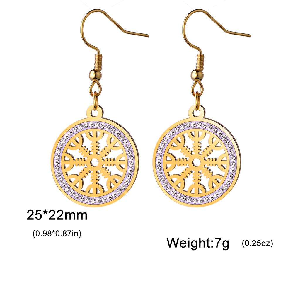 Dawapara Ancient Aegishjalmur Earrings Helm of Awe Norse Compass Protection Earrings Stainless Steel Scandinavian Jewelry