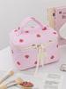 Stylish Quilted Cotton Makeup Bag with Cute Strawberry Design