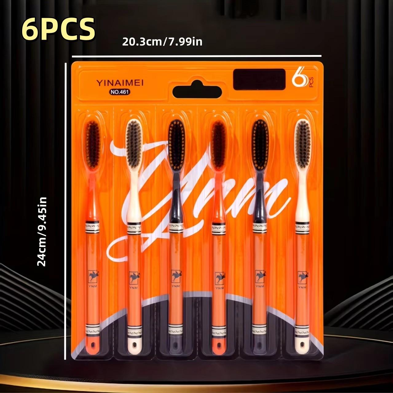 

6-Pack Luxury Long-Handle Household Wide-Head Adult Ultra-Fine Soft Bristle Toothbrushes, Enlarged and Extended Couple Family Pack with Pri