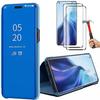 Case for Xiaomi Mi 11 Pro Mirror Effect Translucent Window Blue + 2 Tempered Glasses