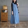 Plus Size Sleeveless Denim Vest Dress - Sweet, Casual, Blue Long Dress for Women