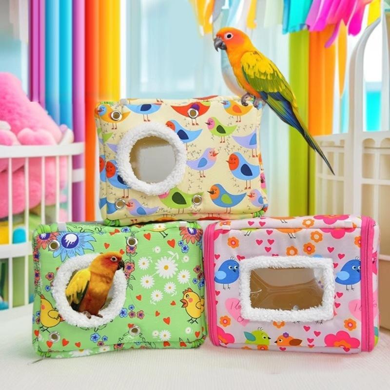 Ninho de Papagaio de Pelúcia Grosso Rede de Gaiola de Pássaro Quente Cama para Clima Frio Design de Pendurar Seguro na Gaiola Abrigo para Pássaros