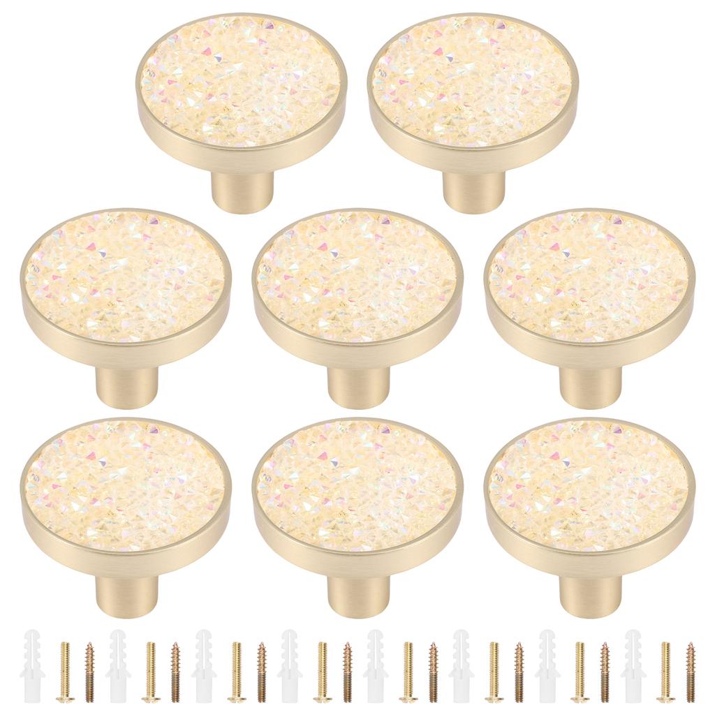 8Pcs Round Cabinet Knob Zinc Alloy Single Hole Door Handle Comfortable Grip Cupboard Handle Rustproof Easy to Install for Home