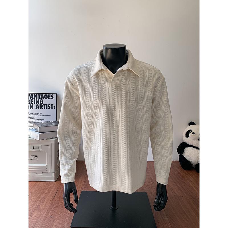 Men s Winter Retro Wheat Ear Polo Hoodie - Fleece Lined, Textured Long Sleeve Top XL 130-145 lbs