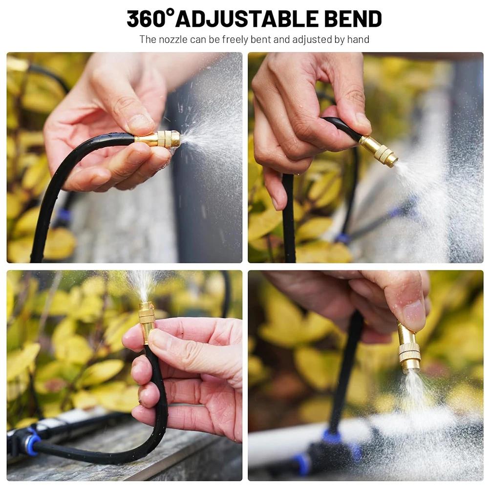 Micro Irrigation Sprinkler Parts Misting Nozzle 360° Bendable Brass Spray Head for Irrigation Patio Greenhouse Humidification