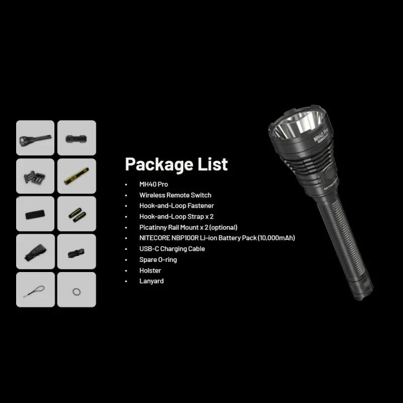 NITECORE MH40 PRO 3500Lumens UHi 40 LED Wireless Remote Switch USB-C Rechargeable Flashlight With 10000mAh Battery