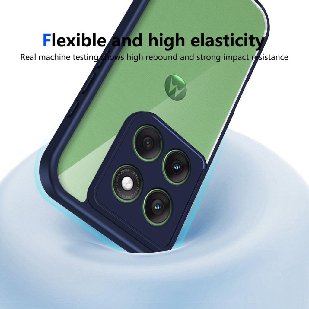 Clear Soft Frame Phone Case for Motorola Moto Edge 50 60 Pro Neo Ultra Fusion G Stylus 5G Shockproof Cover Hard Acrylic Shell