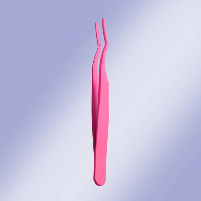 Stainless Steel Round Head Eyelash Tweezers & Curler - Safe for Grafting and Newbies