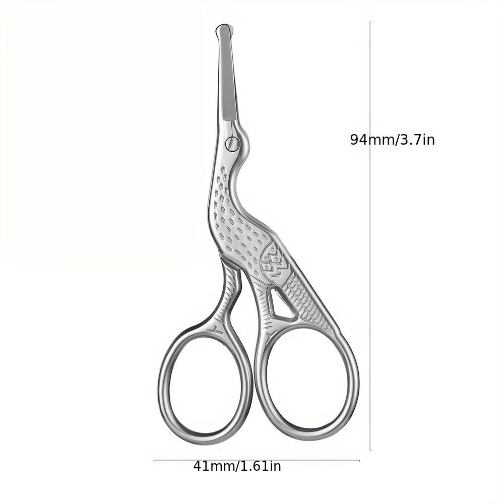 Stainless Steel Hair Scissors - Enhanced Safety Round Tip Stork Scissors for Precise Eyebrow, Nose, Beard & Ear Hair Trimming