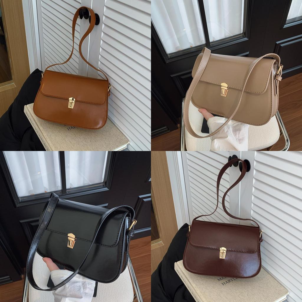 Pu Small Square Bag For Women With Lock Closure And Mobile Pocket For Daily Fashion