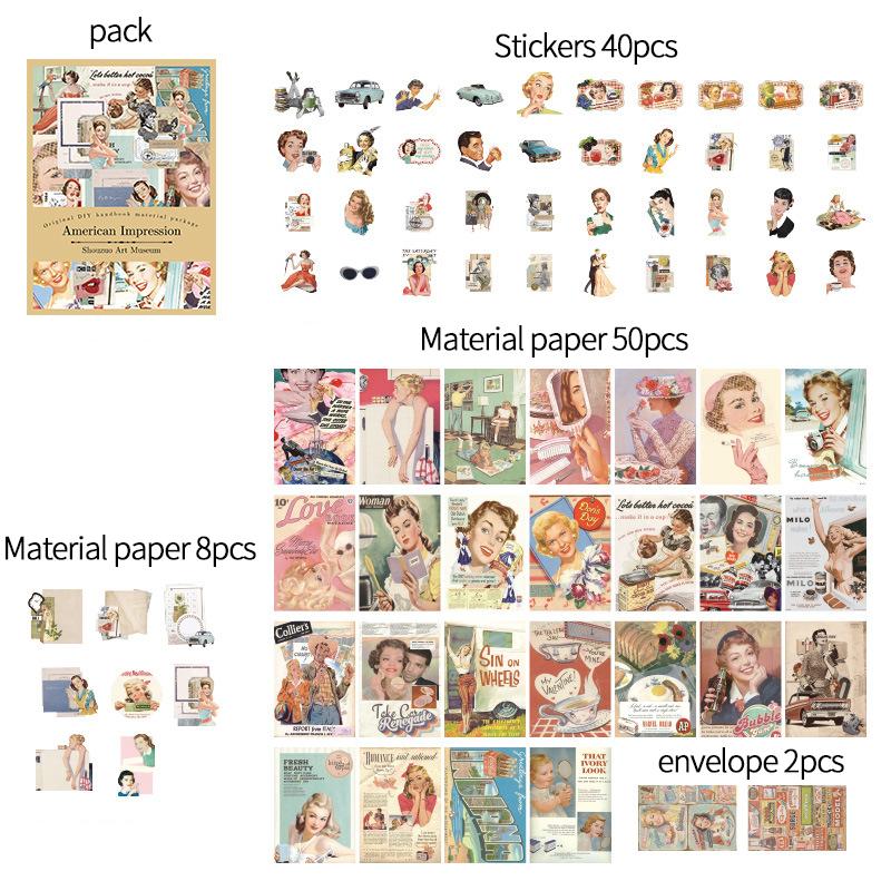 100 pcs/pack Vintage stickers Material paper Scrapbooking Creative DIY Diary album materials DIY Junk Journal Supplies