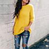 Dames Velvet Kleur Ronde Hals Lange Mouw Trui Blouse