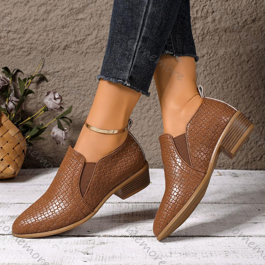 Women's Shoes Spring and Autumn Ladies Pumps Pointed Toe Deep Mouth Single Shoes Solid Casual Chunky Heeled Loafers