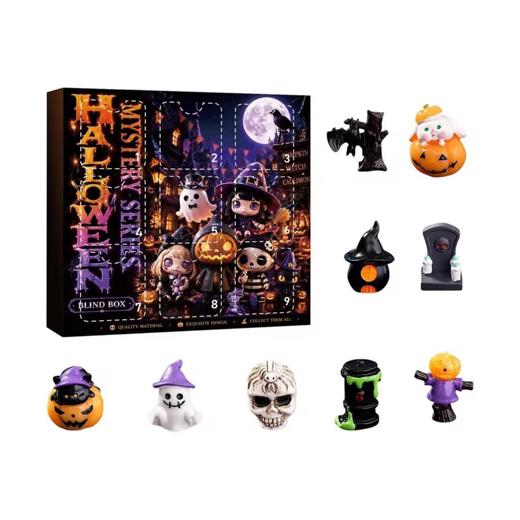 Halloween Countdown Calendar Resin Figurine 9-Day Advent Decor